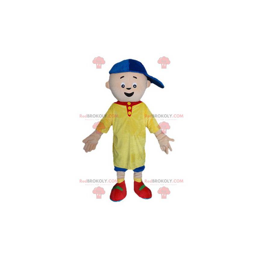 Little boy mascot in yellow and blue outfit - Redbrokoly.com