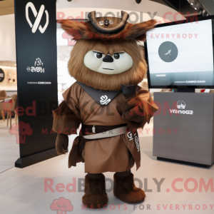 Brun Samurai maskot kostume...