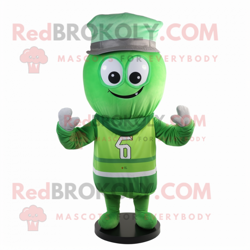 Green Hourglass mascot costume character dressed with a Sweatshirt and Headbands Green Hourglass mascot costume character dressed with a Sweatshirt and Headbands
