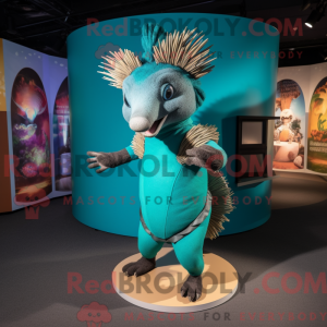 Teal Armadillo Maskottchen...