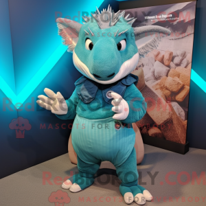Teal Armadillo Maskottchen...