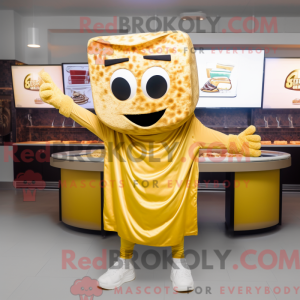 Fantasia de mascote de Lasanha dourada com moletom e cachecóis - Mascotes de lasanha - REBROKO_340293 - RedBrokoly.com