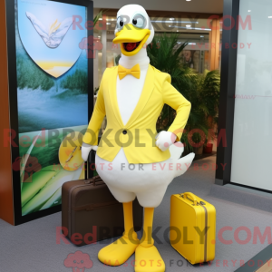 Gul Swan maskot kostume...