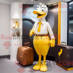 Gul Swan maskot kostume...