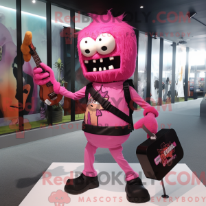 Pink Undead maskot kostume...