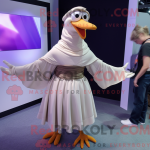 Beige Gull maskot kostume...