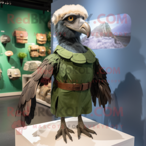 Olive Vulture mascot costume character dressed with a Sheath Dress and Belts