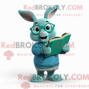 Teal Rabbit maskot kostume...