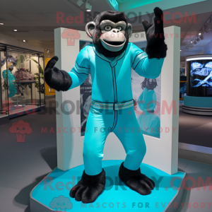 Cyan chimpanse maskot...