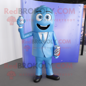 Sky Blue Soda Can maskot...