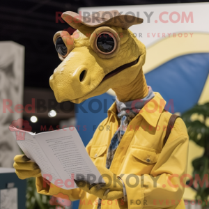 Guld Parasaurolophus maskot...