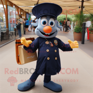 Navy Paella mascot costume character dressed with a Romper and Briefcases