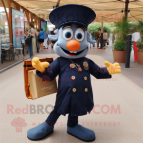 Navy Paella mascot costume character dressed with a Romper and Briefcases