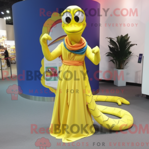 Gul Snake maskot kostume...