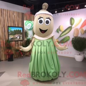 Beige Green Bean mascot...