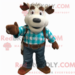 Cyan Hereford Cow maskot...