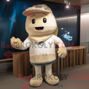 Fantasia de mascote de bife bege com moletom e bonés - Mascotes de bife - REBROKO_340651 - RedBrokoly.com