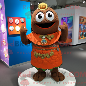 Brun mandarin maskot drakt...