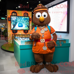Brun mandarin maskot drakt...