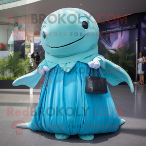 Cyan Humpback Whale maskot...