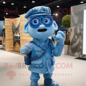 Blue Soldier maskot kostume...