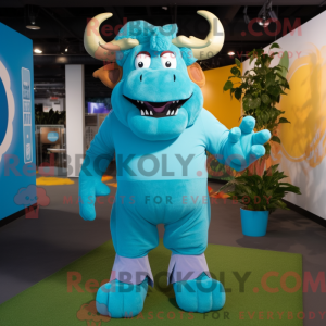 Himmelblå Minotaur maskot...
