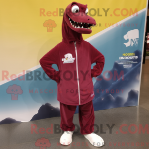 Maroon Brachiosaurus maskot...