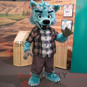 Teal Hyäne Maskottchen...