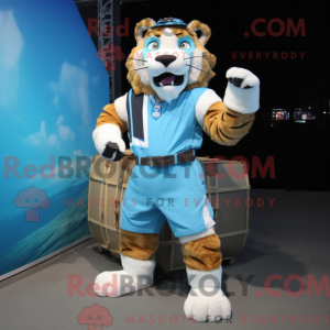 Cyan Sabeltand Tiger maskot...