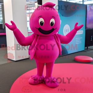 Magenta Pink maskot kostume...