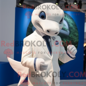 Hvid Dolphin maskot kostume...