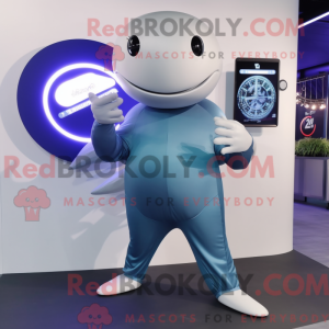 Sølv blåhval maskot kostyme...