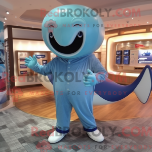 Sølv blåhval maskot kostyme...
