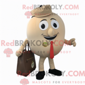 Fantasia de mascote bege de tomate com colete e pastas executivas - Mascotes de tomate - REBROKO_340876 - RedBrokoly.com