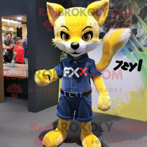 Yellow Fox maskot kostyme...