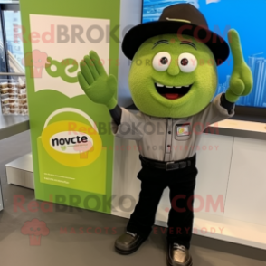 Olive Ceviche mascot costume character dressed with a Romper and Gloves