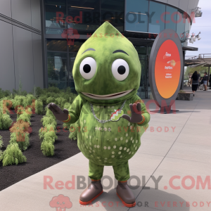 Olive Salmon mascot costume...