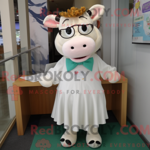 Hvid Jersey Cow maskot...