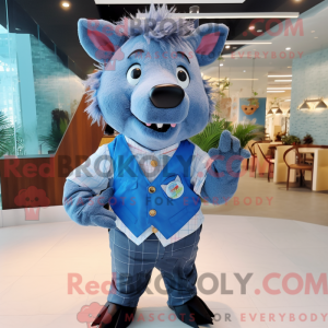 Blå vildsvin maskot kostume...