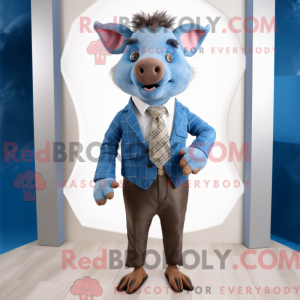 Blå vildsvin maskot kostume...