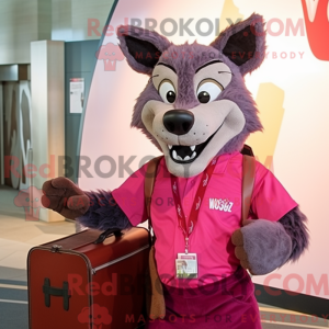 Magenta Wolf mascot costume...