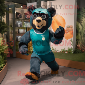 Teal Brillenbär Maskottchen...