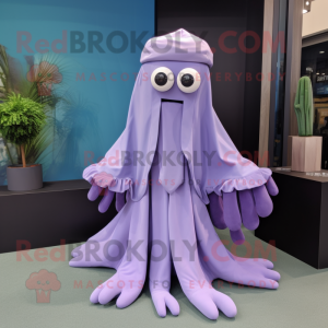 Lavendel blæksprutte maskot...