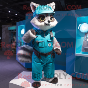 Cyan vaskebjørn maskot...