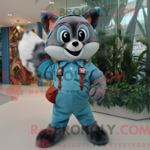 Cyan vaskebjørn maskot...