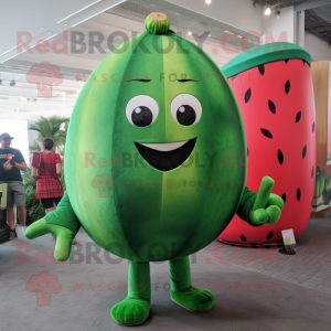 Green Watermelon mascot costume character dressed with a Jeggings and Watches