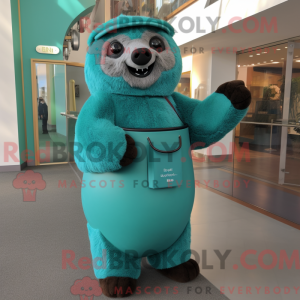 Teal Sloth maskotdraktfigur...