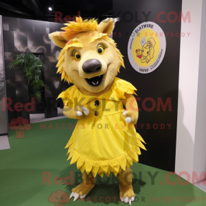 Gul vildsvin maskot kostume...
