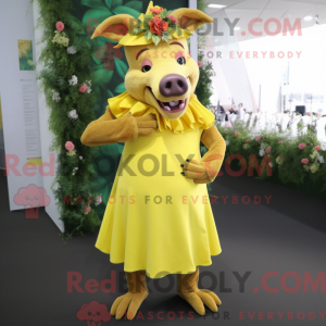 Gul vildsvin maskot kostume...