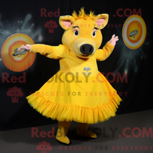 Gul vildsvin maskot kostume...